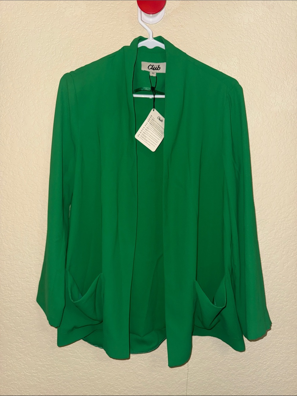 Beymen Club Emerald Green Open Front Blazer Jacket Size 40 NWT